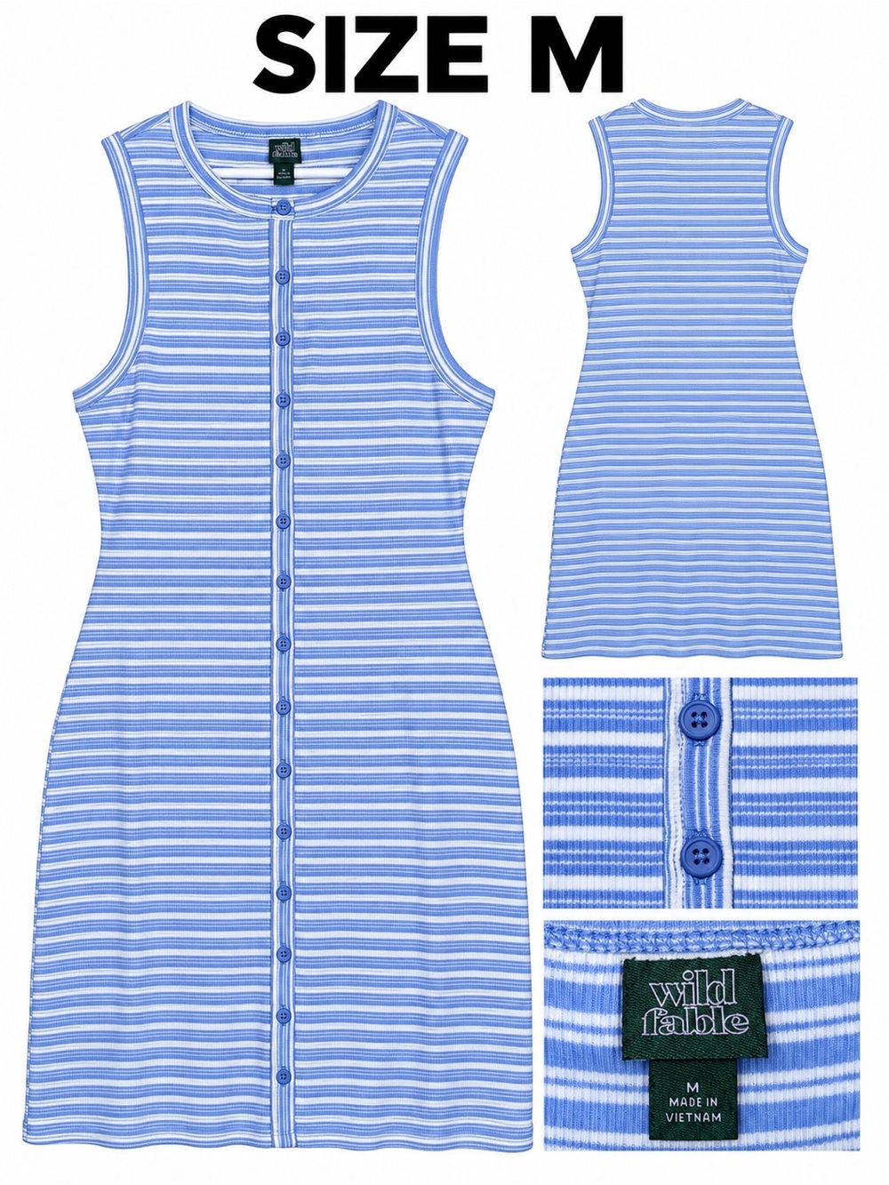 wild fable Blue and White Striped Button-Front Tank Dress